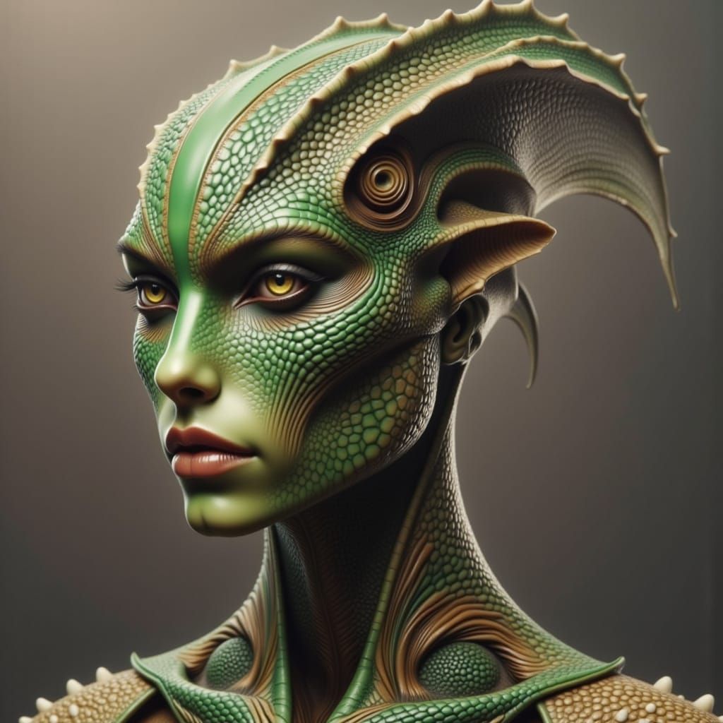 Detailed Reptilian with Iguana-Inspired Patterning