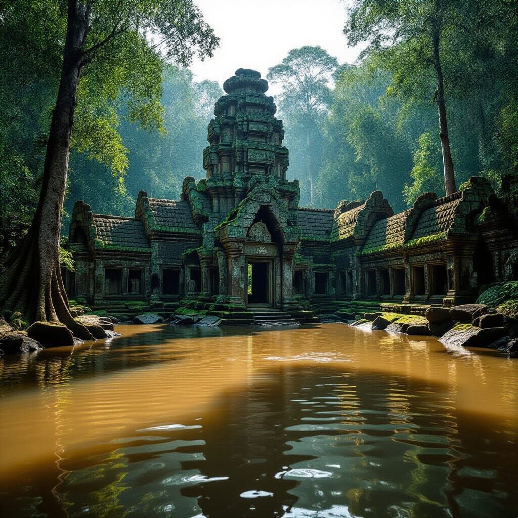 Colossal Ancient Temple Submerged in River
