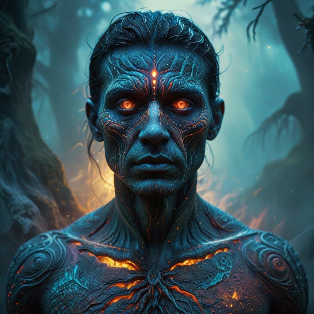 Mysterious Being in Surreal Oil Painting Style