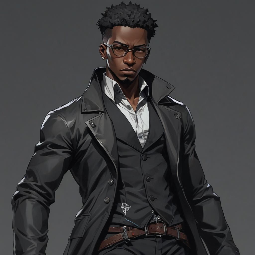 Fantasy Black Male Tinkerer in Anime Style
