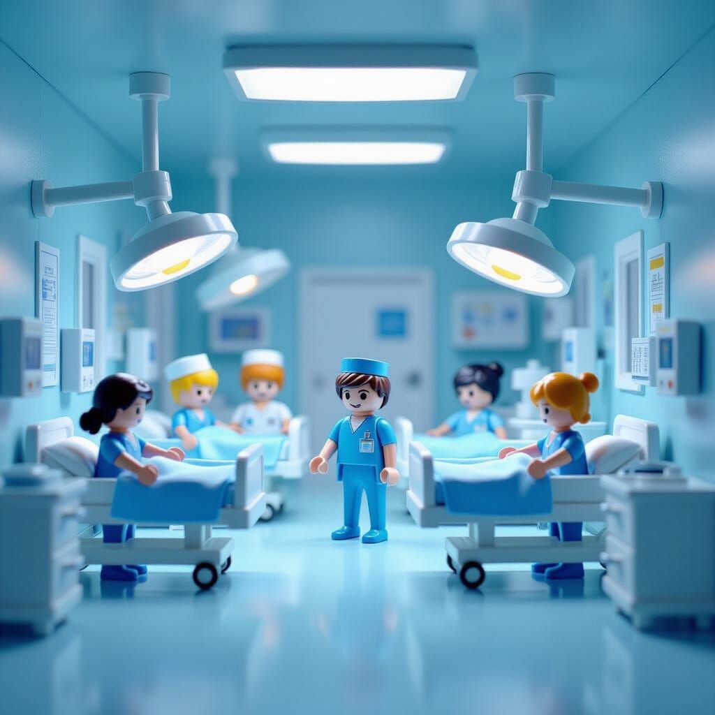 Playmobil Hospital Scene with Tiny Figures