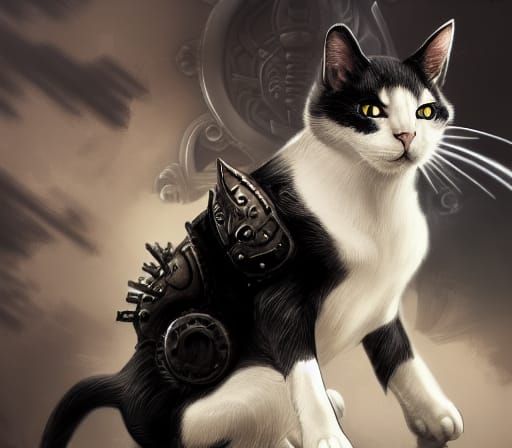 Armored Cat Steampunk Fantasy Art