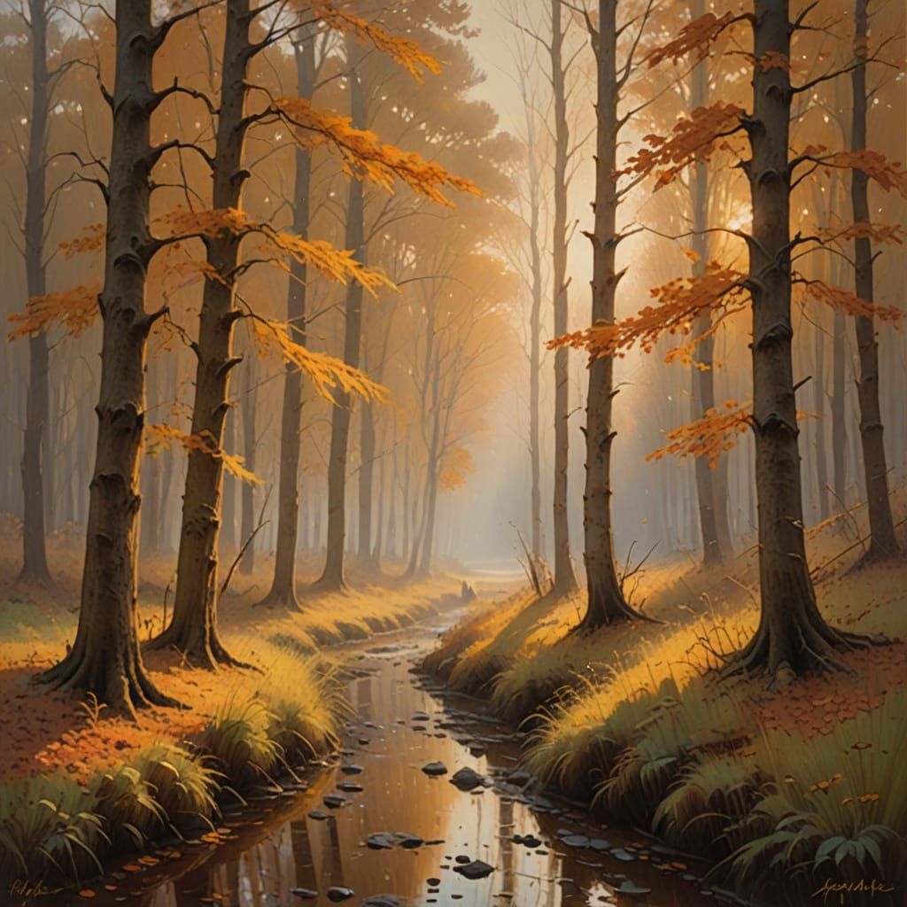 Warmth of Autumn's Golden Hour in an Impressionist Masterpie...