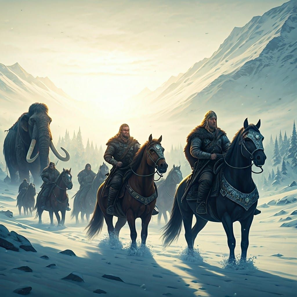 Epic Viking and Mammoth Winter Landscape