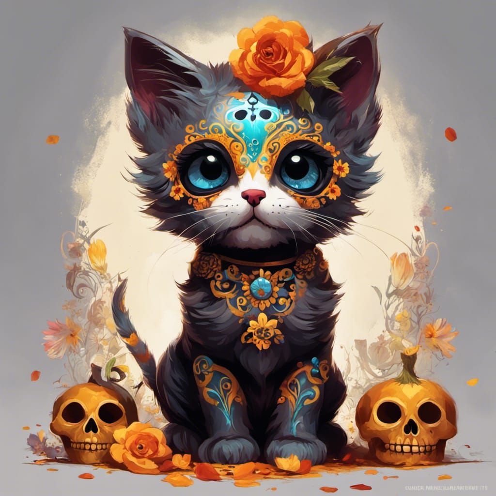 Día de los Muertos Celebration kitty