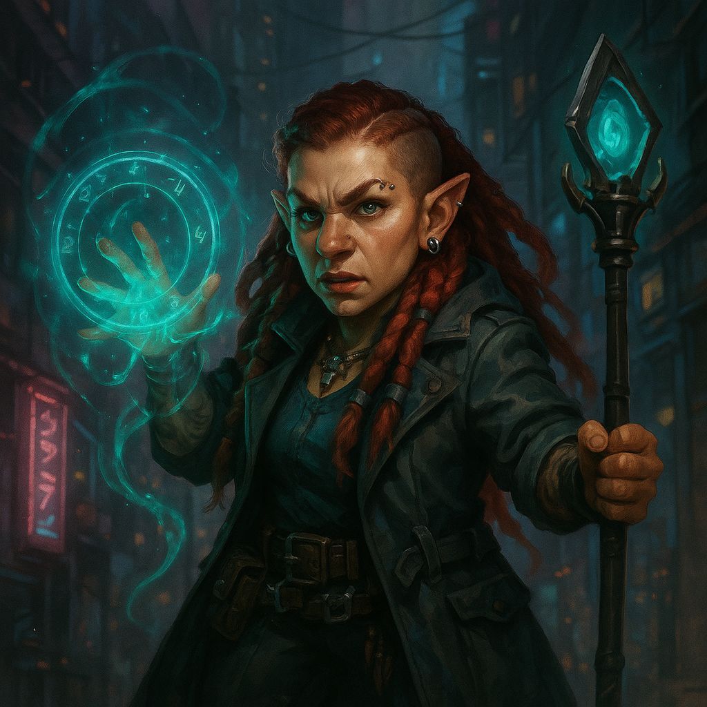 Cyberpunk Dwarf Mage in Shadowrun