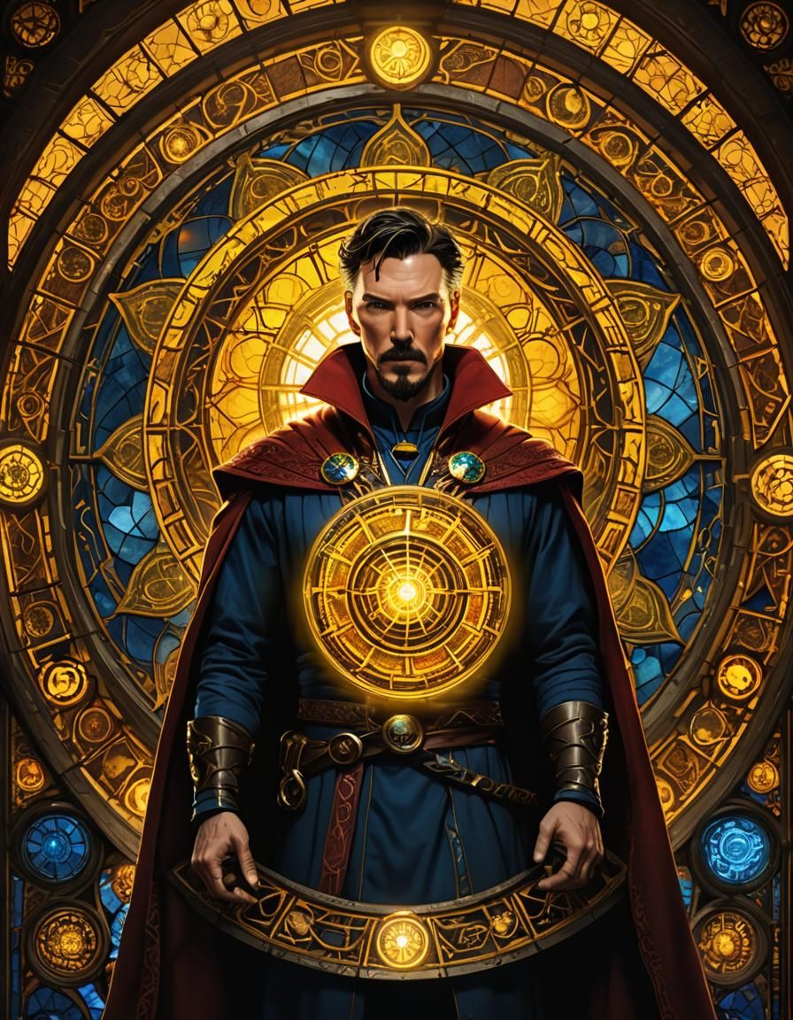 Dr. Strange Stained Glass with Eye of Agamotto