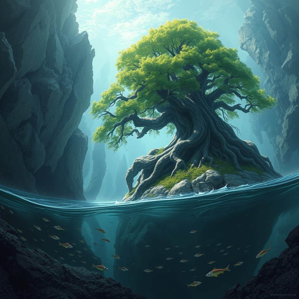 Underwater Tree of Life in Atmospheric Landscape