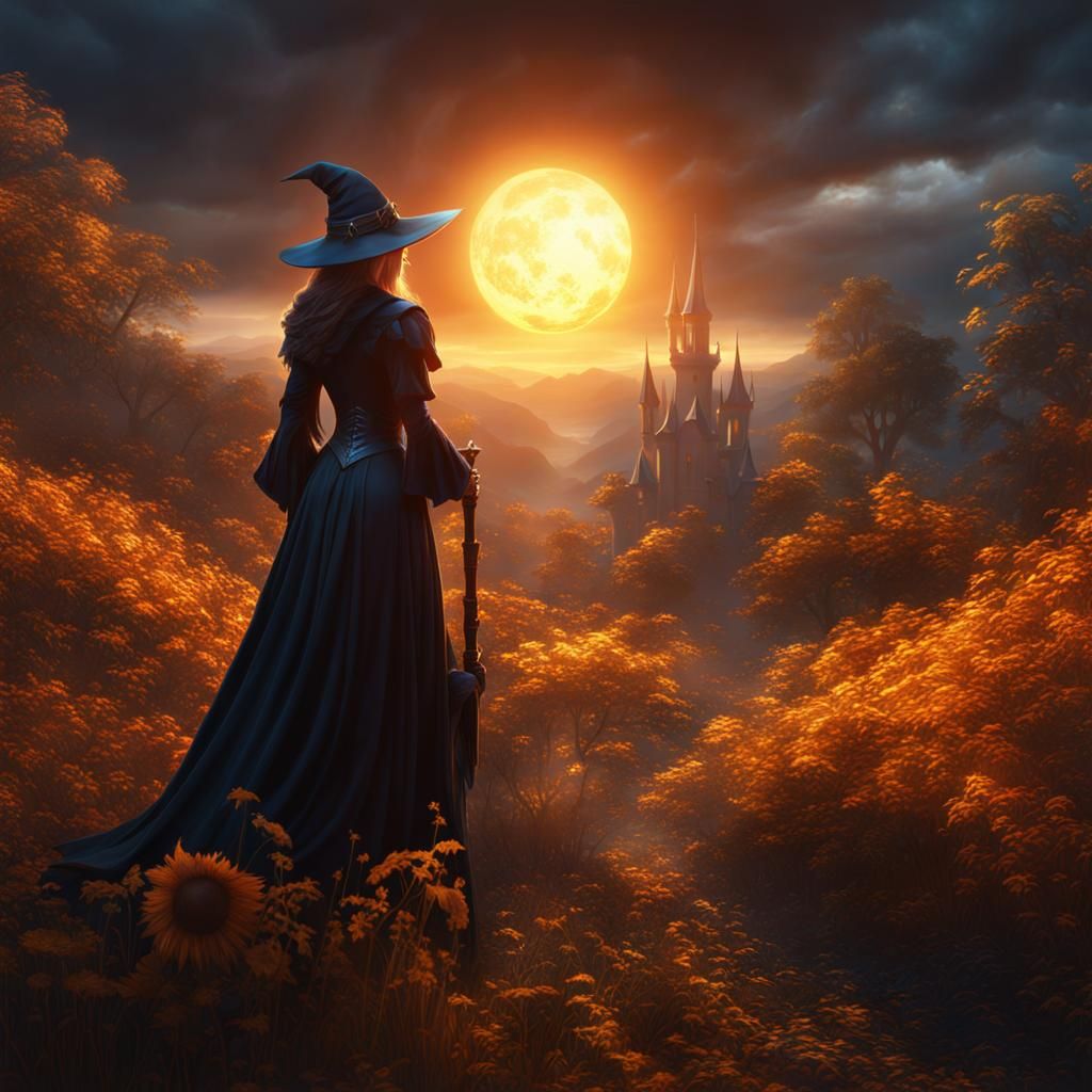 Sunlit Witch Fantasy Concept Art in 8K