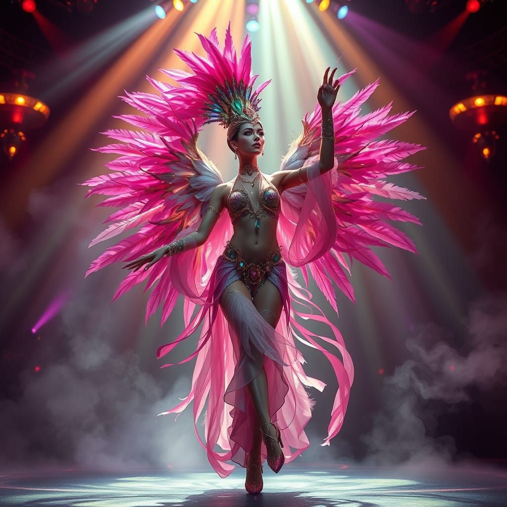 Exotic Dancer in Opulent, Iridescent Splendor