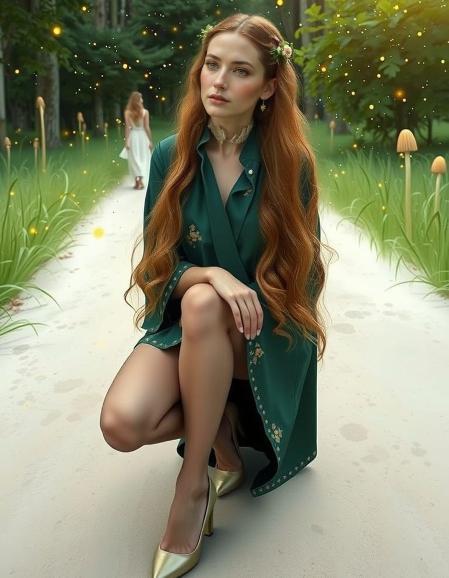 A Lady in Serene Oakwood Glade
