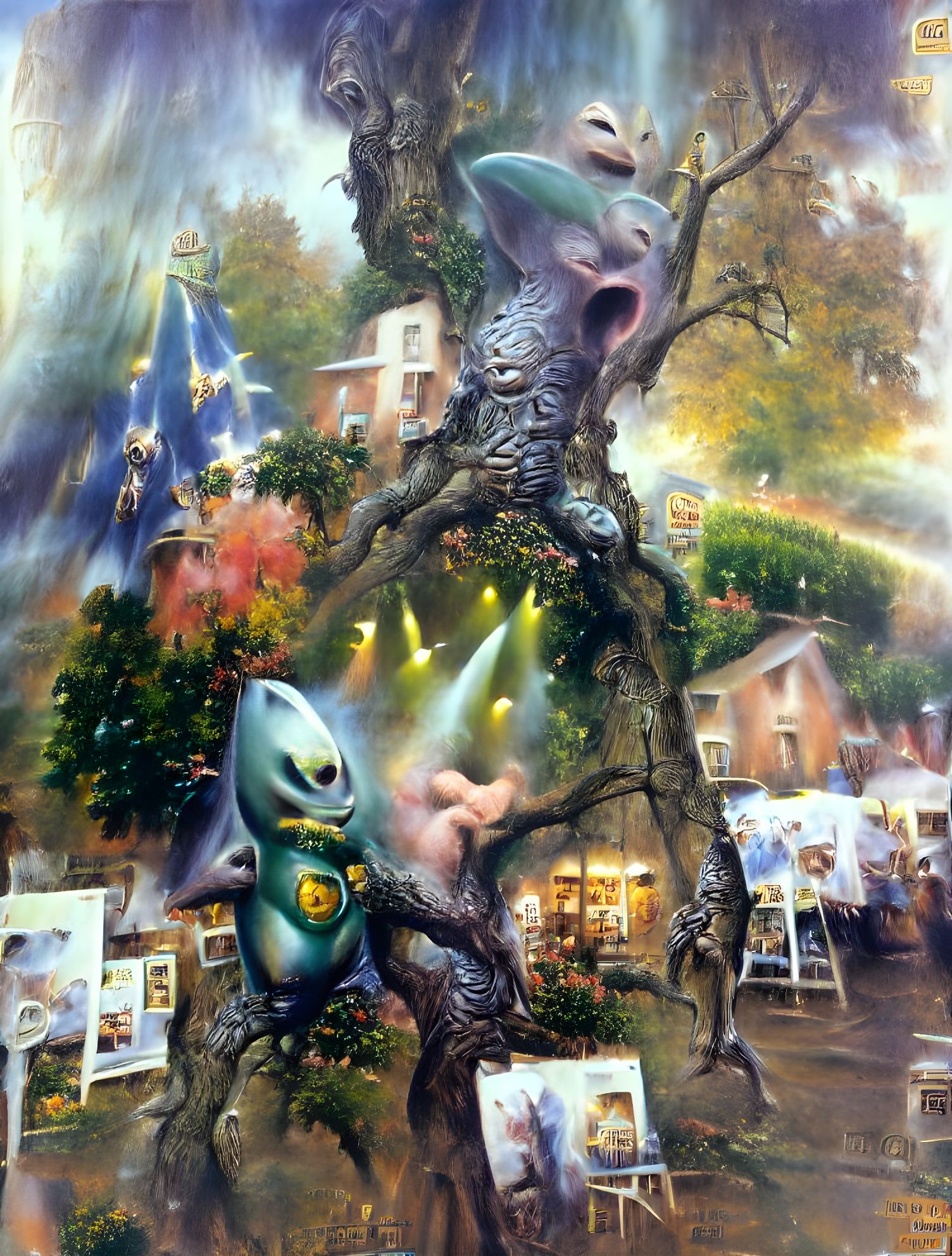 Alien Serenade: A Luminous Landscape Painting