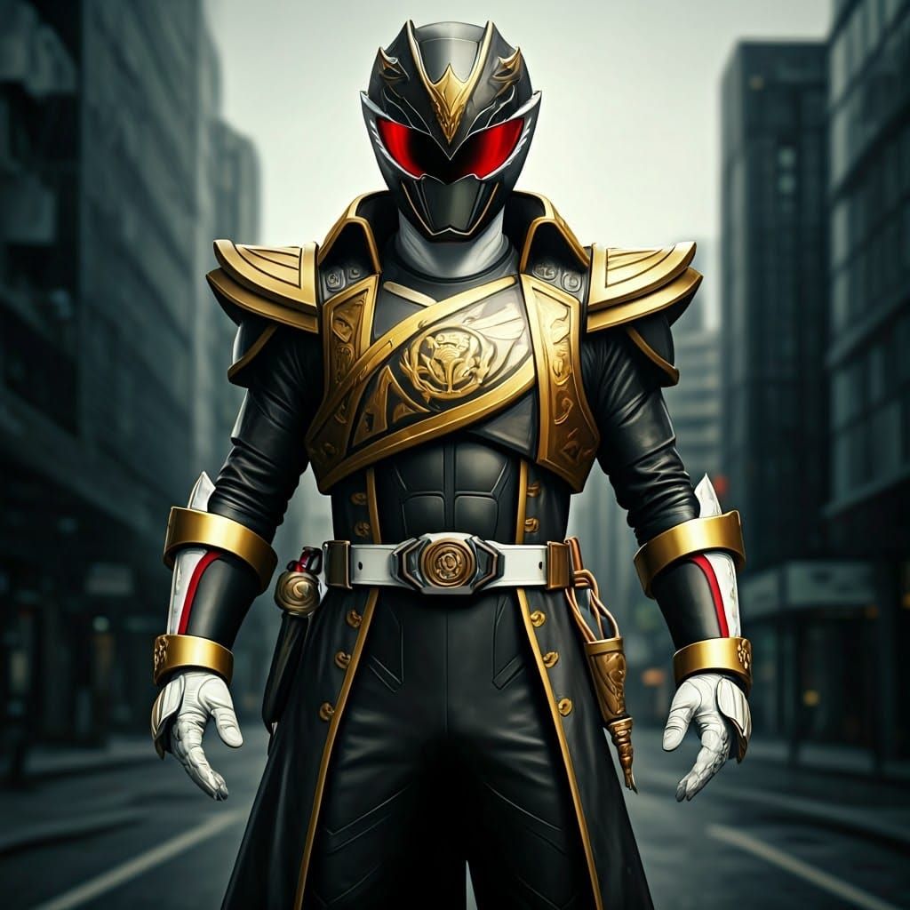 Elite Power Ranger in Black Gold Armor with Pirate Theme