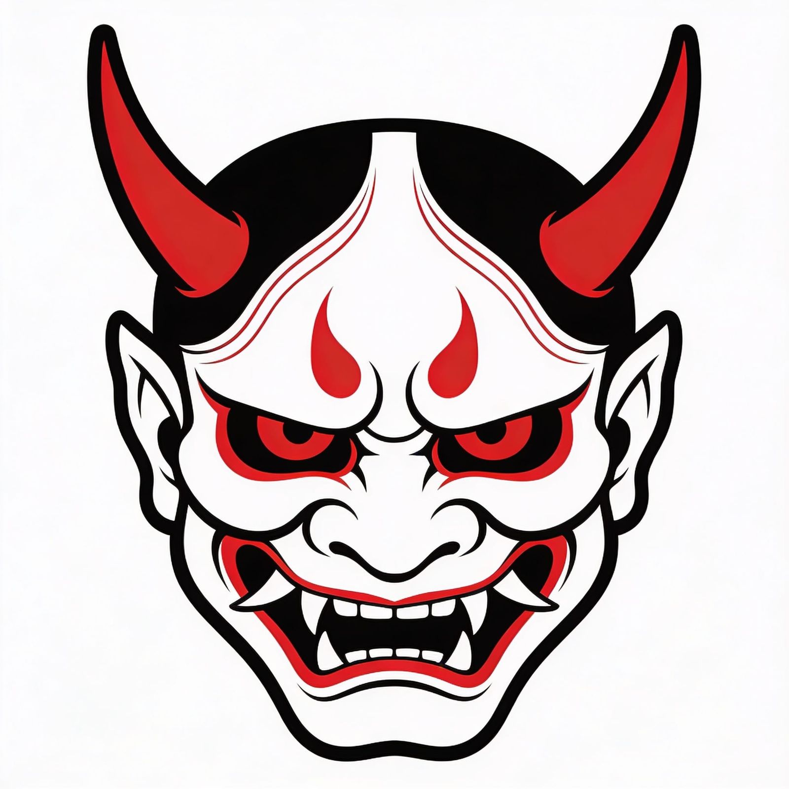 Samurai Oni Mask Minimalist Illustration in Vector Art Style