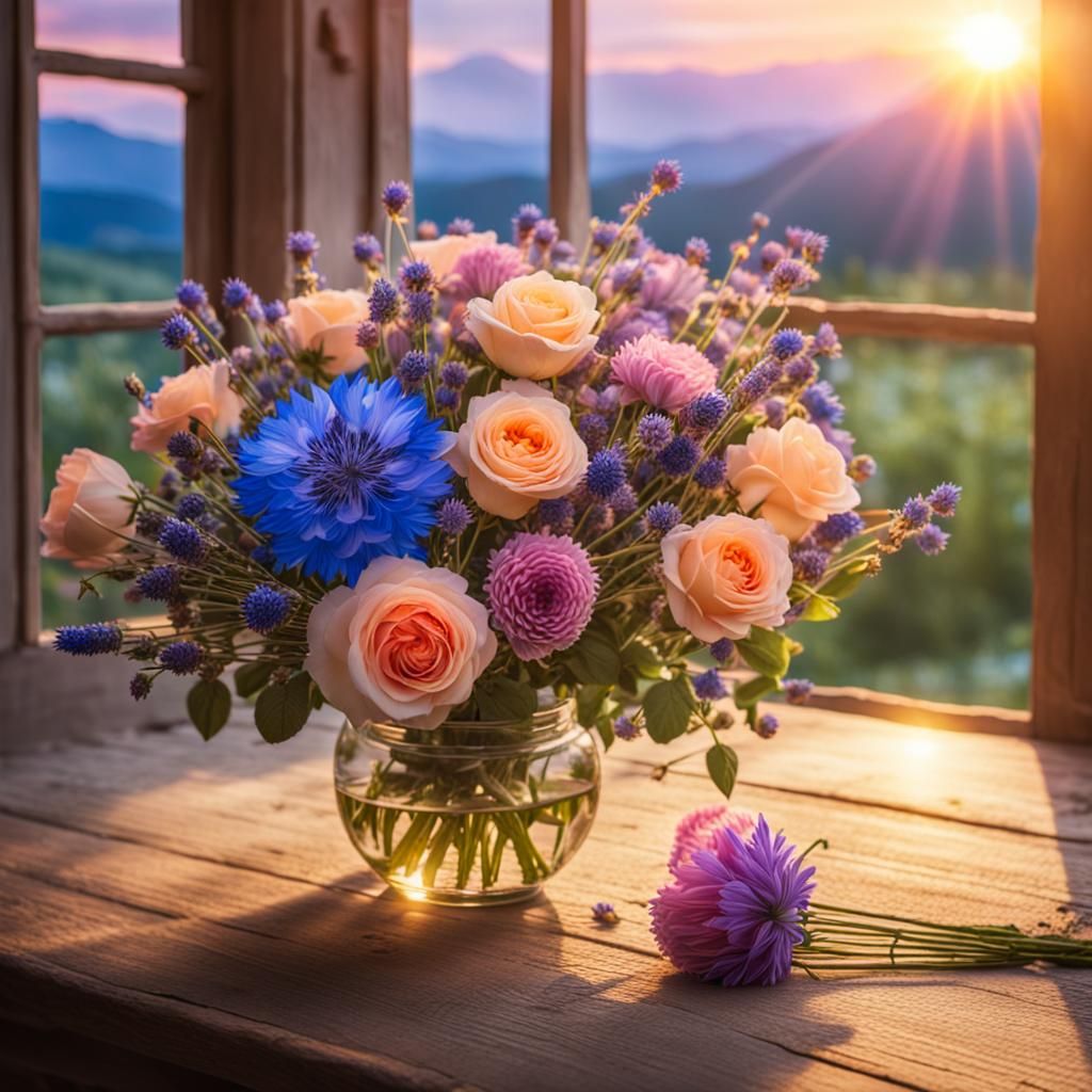 Sunlit Flower Bouquet with Bokeh