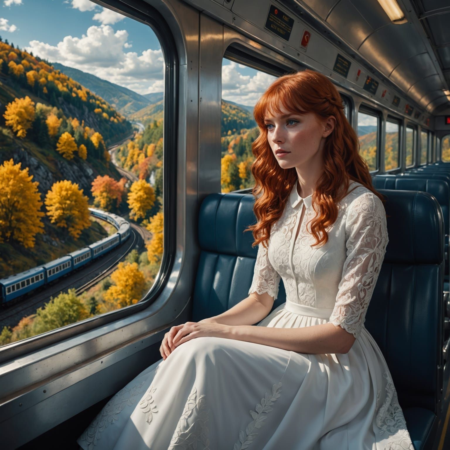 Woman on Moving Train: Fantasy Concept Art
