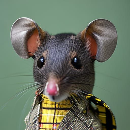 Taxidermied Mouse in Punk Outfit: 35mm Photo