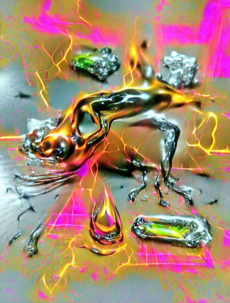 Liquid Metal Cascade in Hyperreal Holographic Style