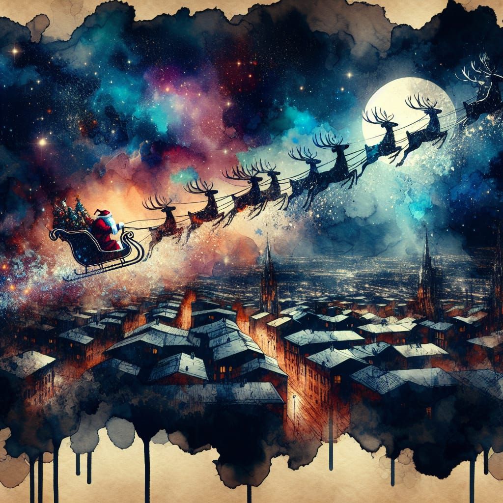 Christmas Eve Night in Vintage European Style