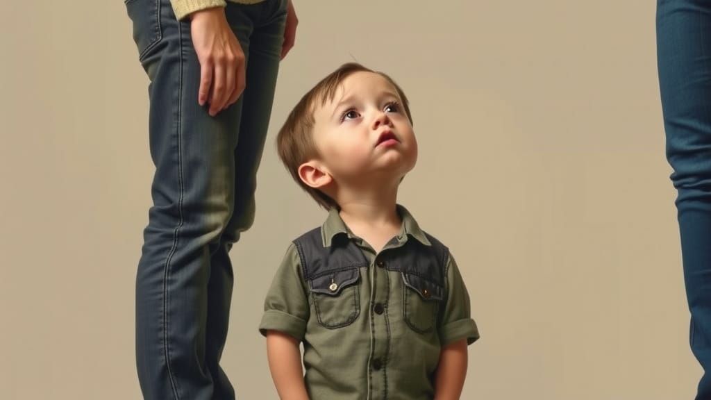 Child Seeks Approval in Realistic Illustration Style