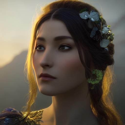 Epic Mountain Priestess Portrait in High Fantasy Style