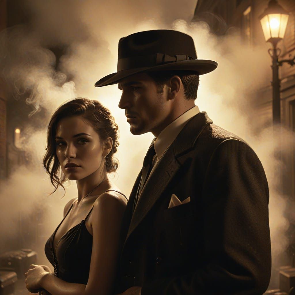 Gangster and Girlfriend in Film Noir Style