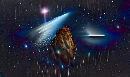 Spectacular Comet in a Starry Night Sky