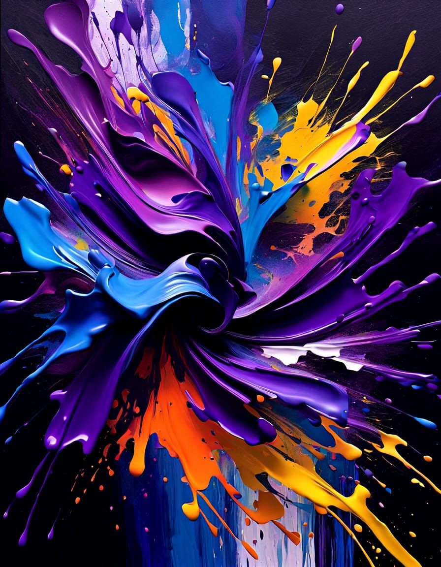 Vibrant Abstract Animal in Motion, Inspired by Pollock