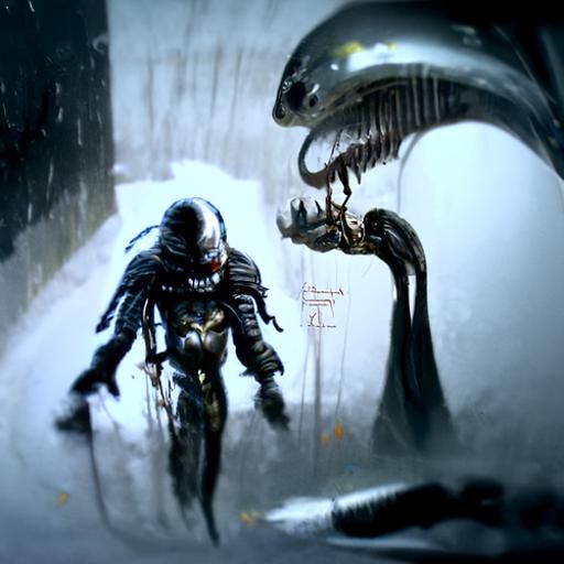 Sinister Alien vs Predator in Giger Style