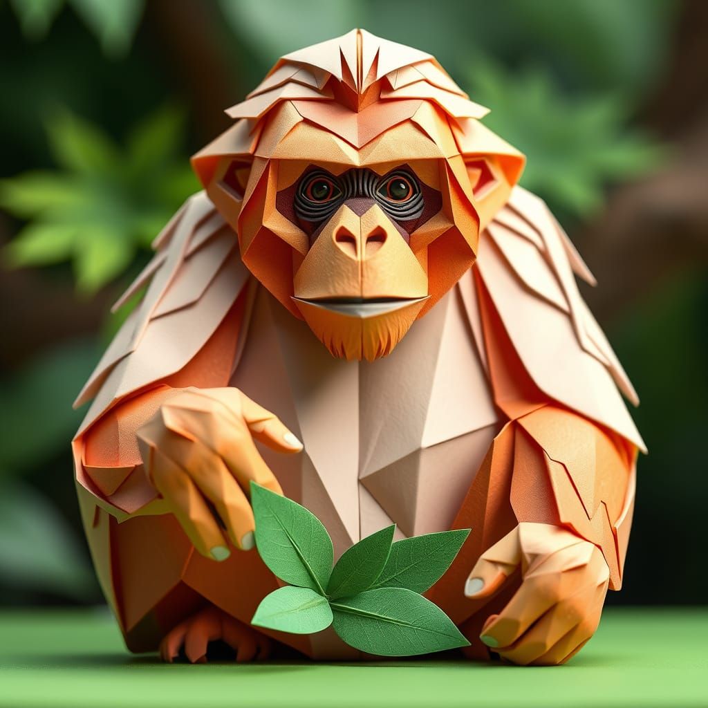 Orangutan Origami Papercraft in High Resolution