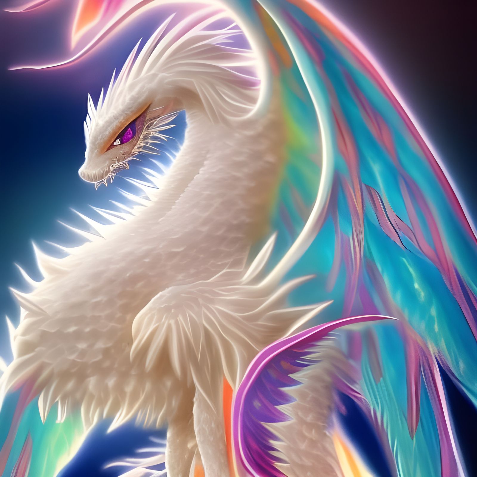 Majestic White Dragon with Gemstone Details