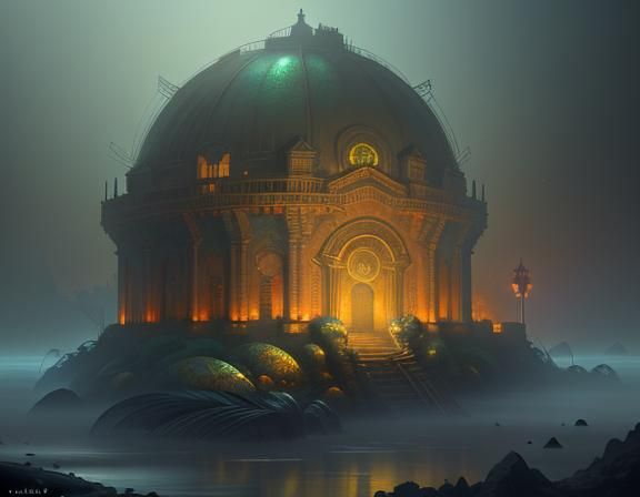 Female Amphibioid in Mystical Setting: Fauvist Expressionism