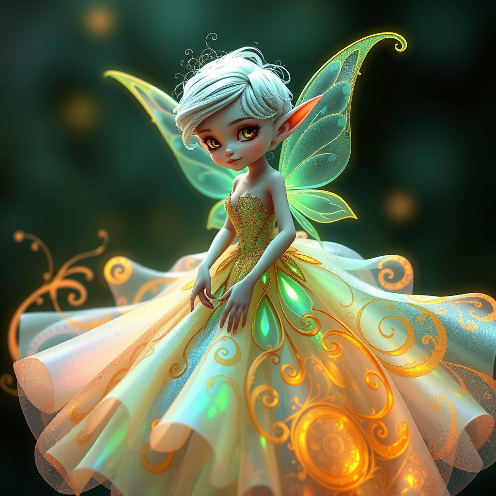 Neon Fairy Elf in Pop Surrealist Style