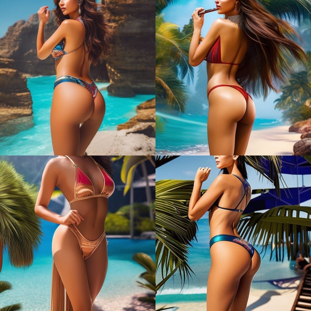 Bikini Beauty: Poolside Cocktail in Hyperrealistic Style