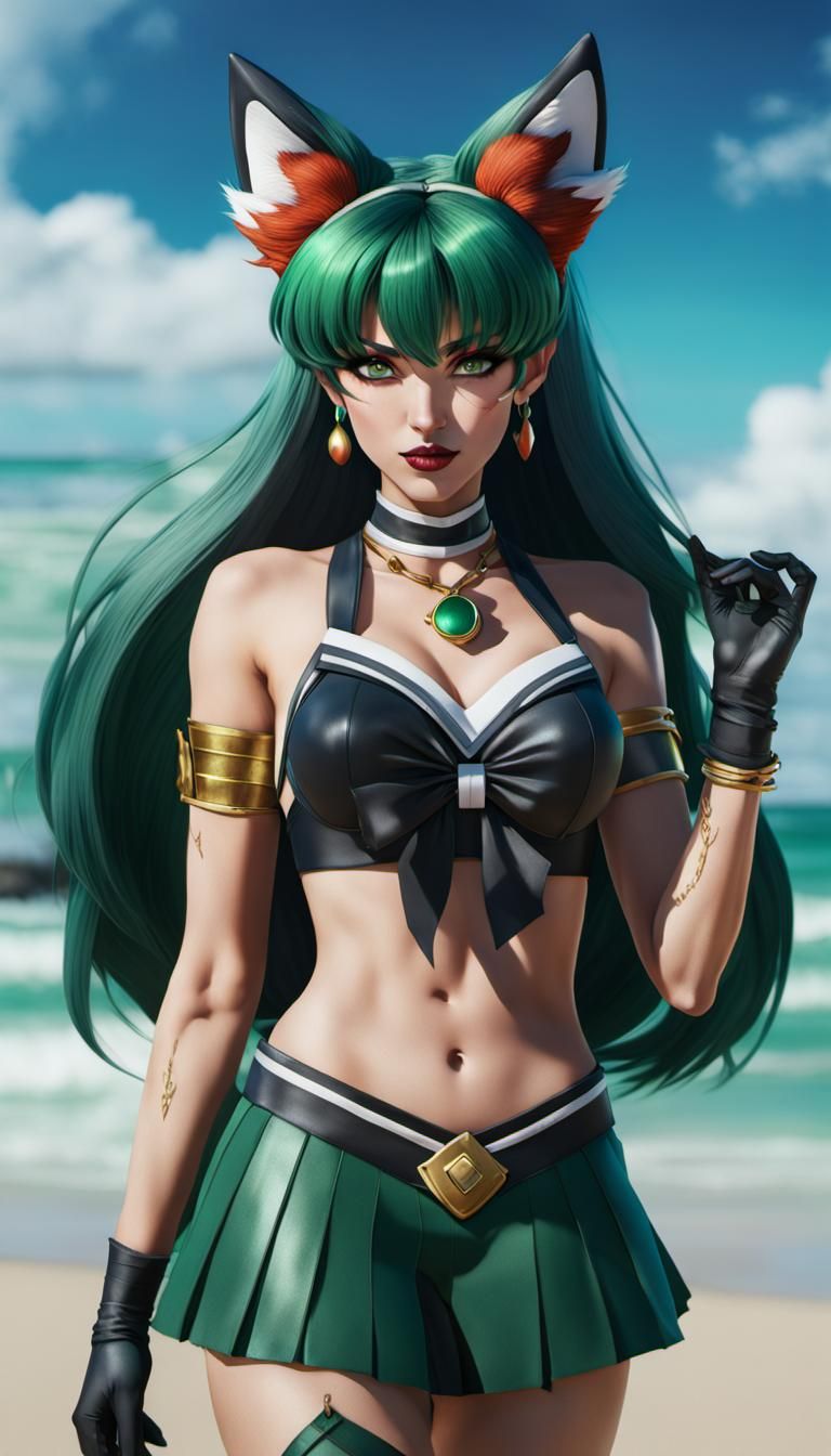 Sailor Pluto kitsune on the beach.