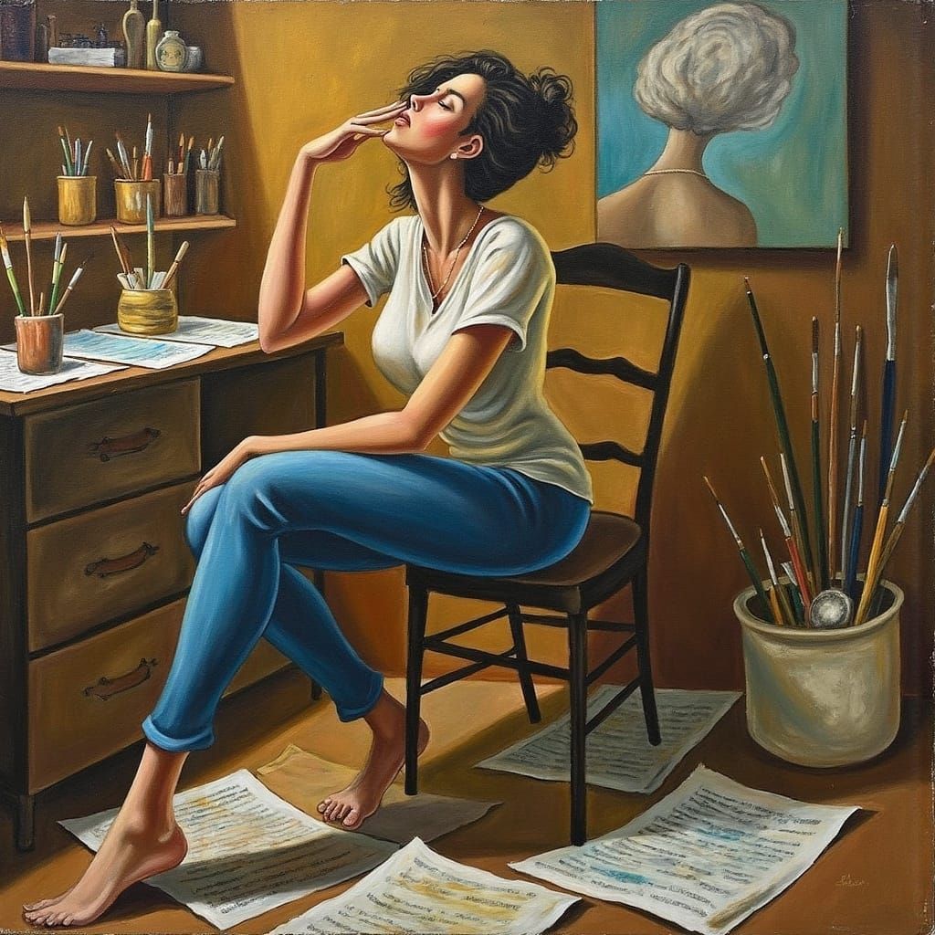 Dreamy Artist in Studio Inspired by Digital Art