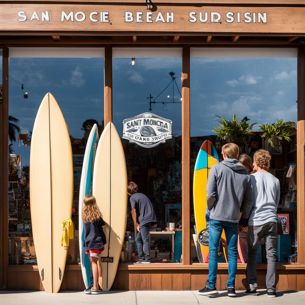 Santa Monica Surf Shop on a Sunny Day