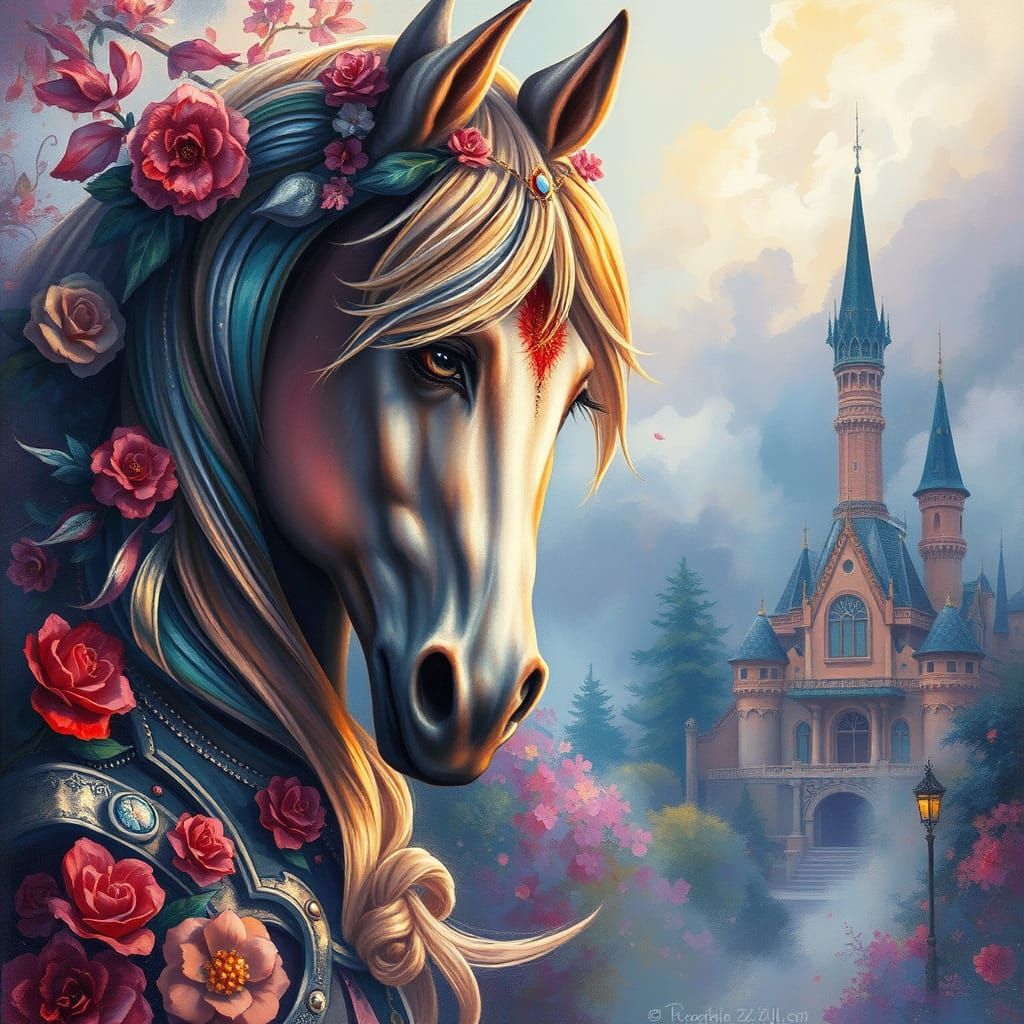 Fairground Carousel in Hyper-Realistic Charcoal Style