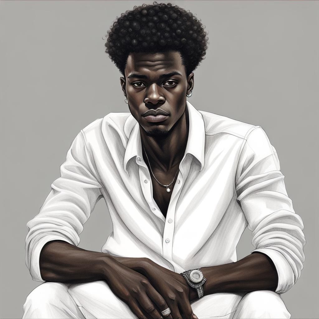 Hyperdetailed Charcoal Drawing of a Young Man