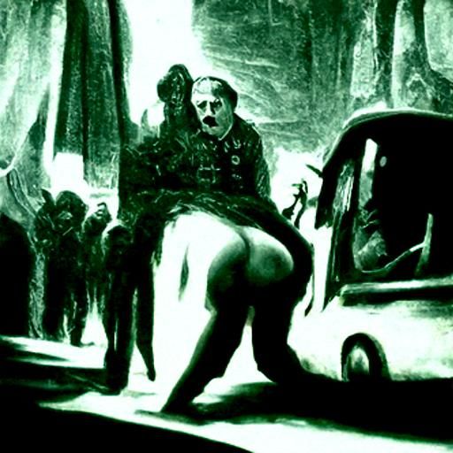 Horrific Taxi Scene in Doré and Rutkowski Style