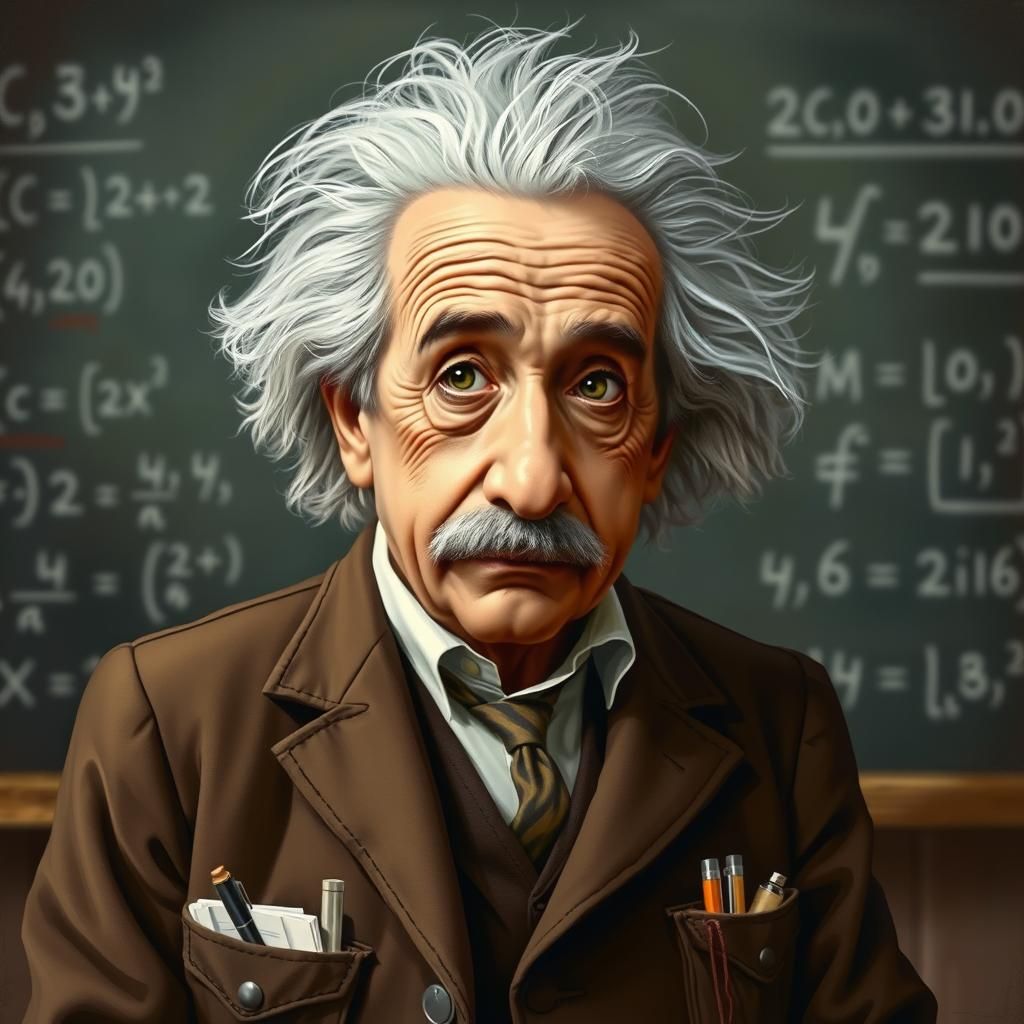 Einstein Portrait in Realistic Illustration Style