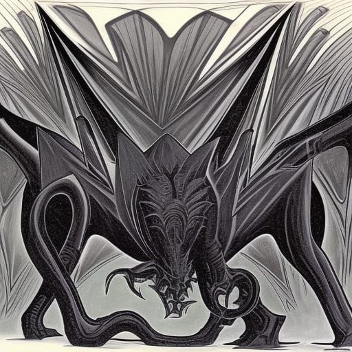 Vorticist Depiction of Eldritch Beast Arvesthzek