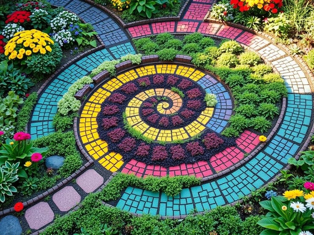 Vibrant Mosaic Garden Celebrates Mathematical Harmony