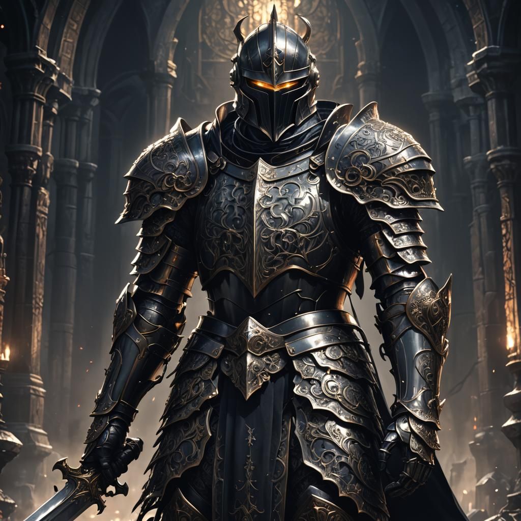 Dark Fantasy Knight in Anime Style
