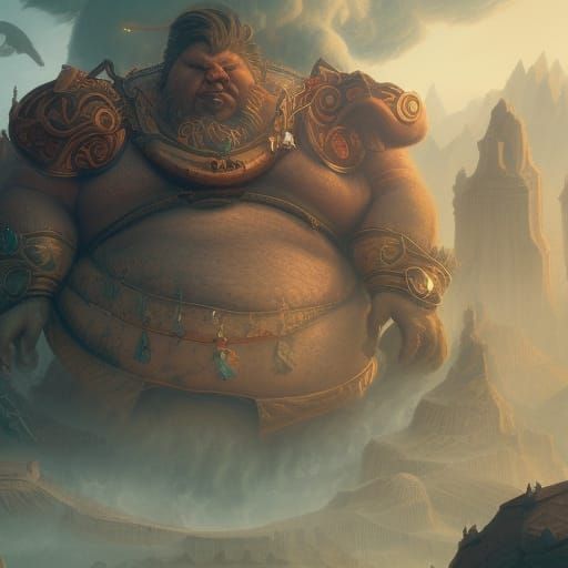 Detailed Matte Painting of a Large Man