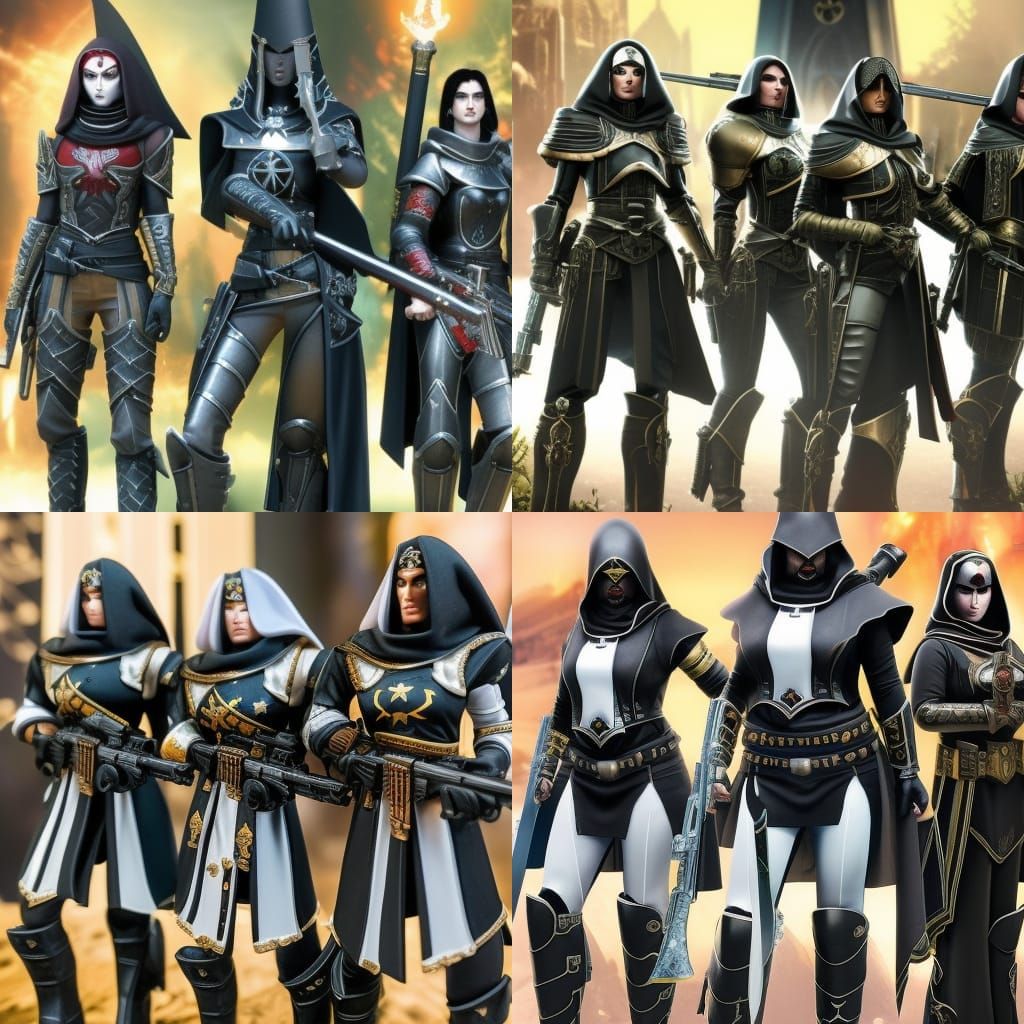 Futuristic Armored Nuns Fighting Aliens in Space