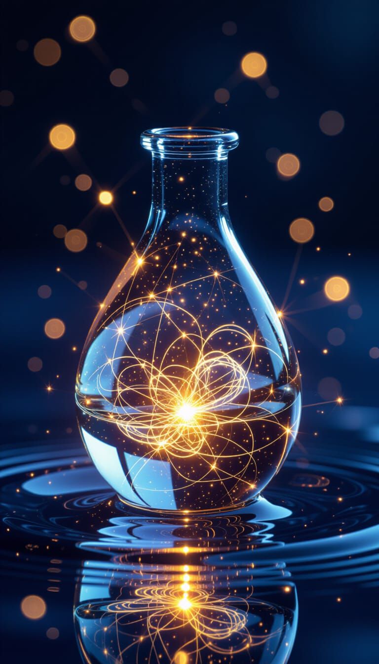 Glowing Chemical Reaction in Honey Drop Macro Photography