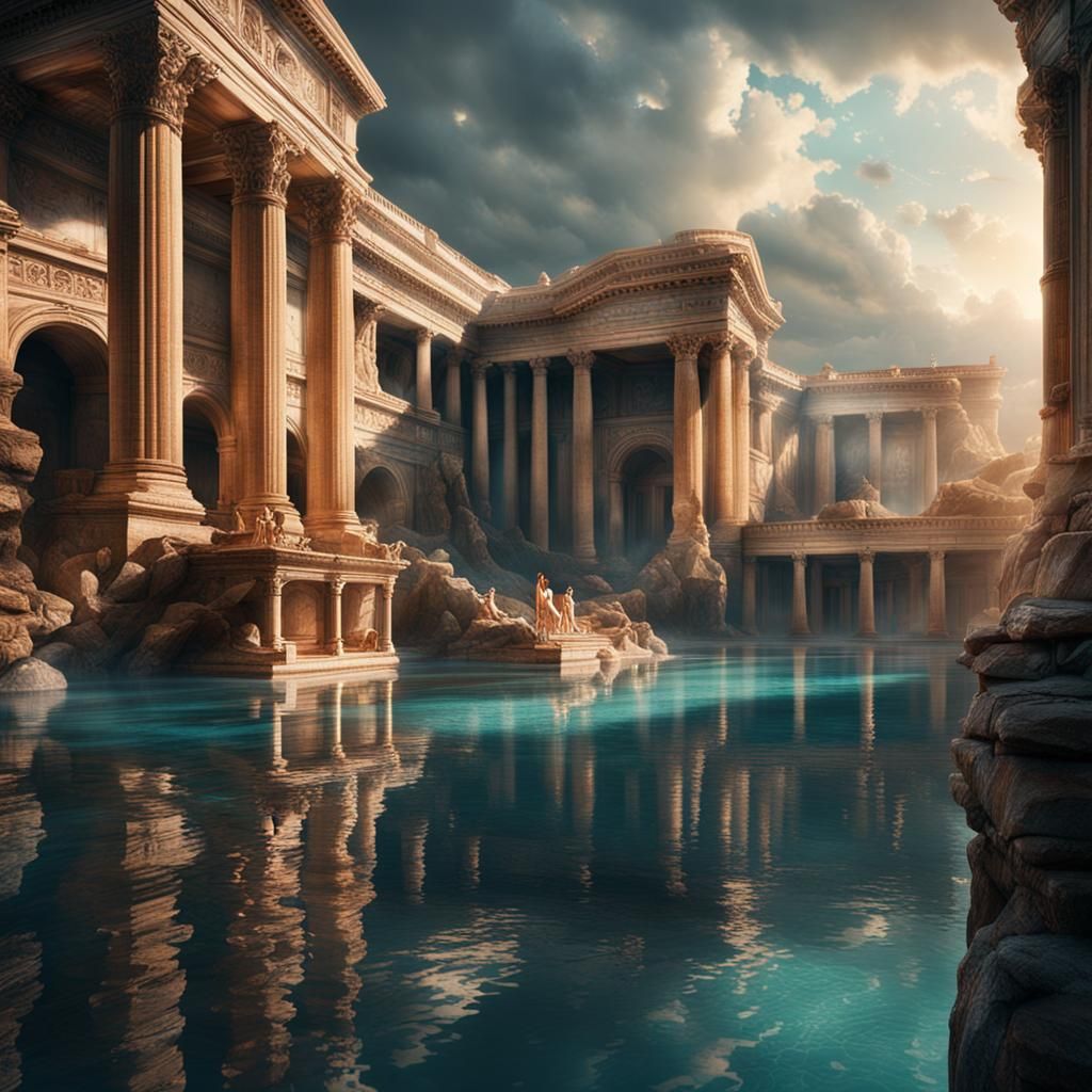 Epic Roman Baths in Digital Matte Painting