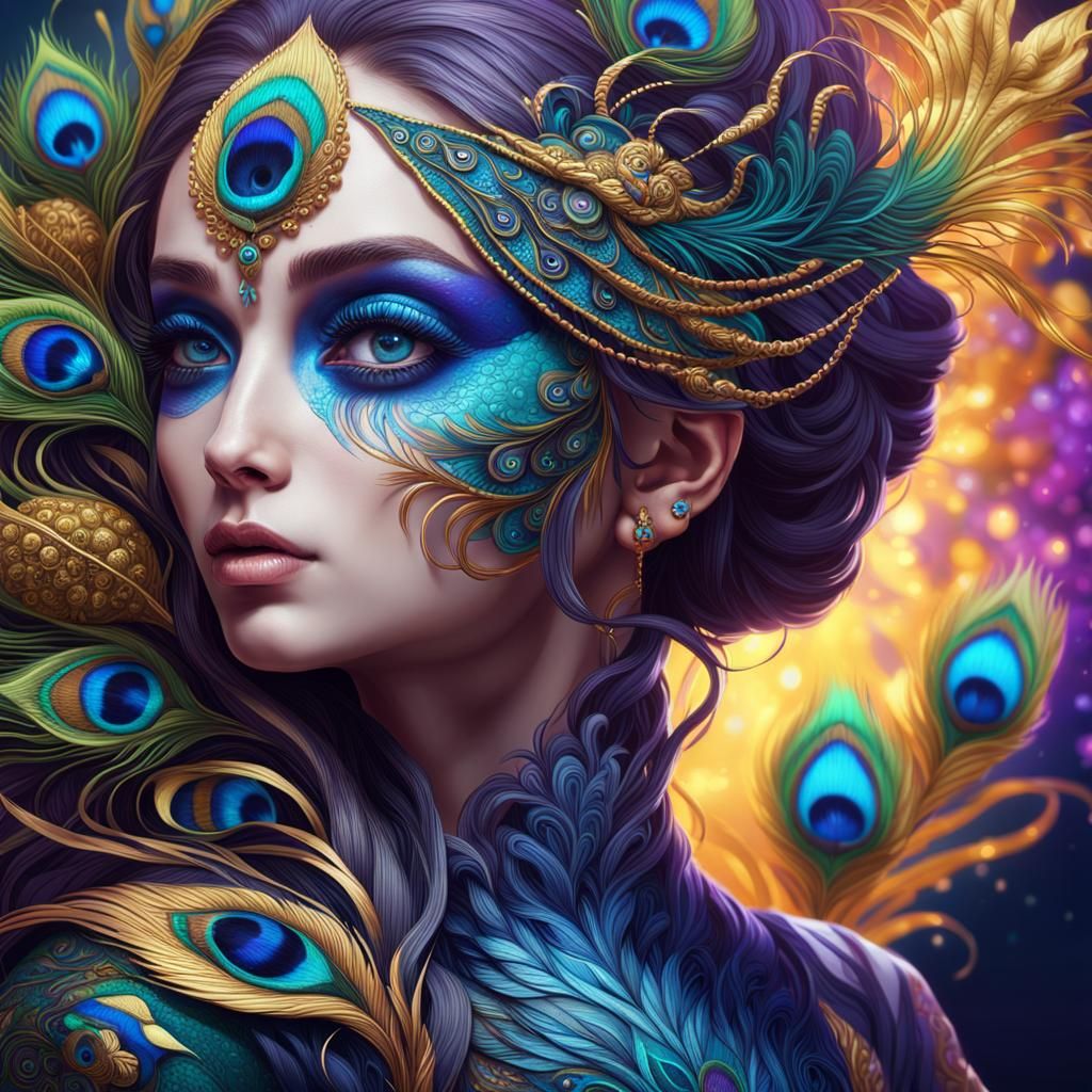 Psychedelic Surreal Portrait with a Big Blue Eye