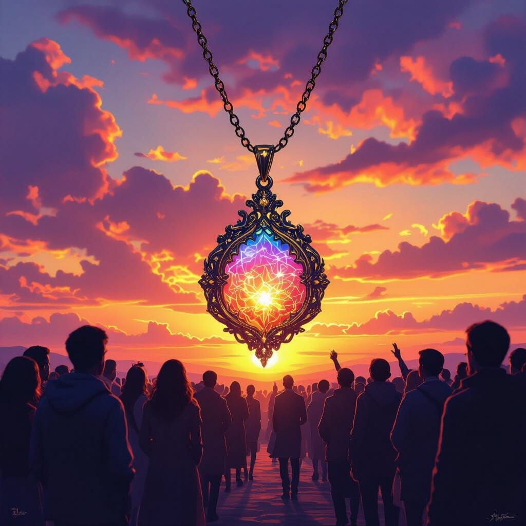 Crowd Forms Pendant Necklace at Sunset